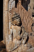 Elaborate figures carved in stucco decorate the ancient stupas, Kakku Buddhist Ruins. Shan State in Myanmar (Burma).